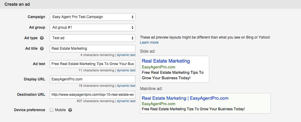 bing ads for realtors
