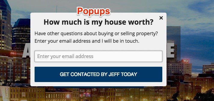 popups for real estate website lead generation