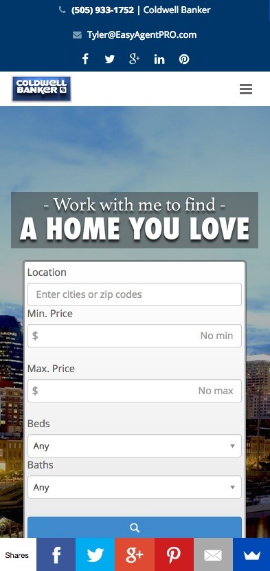 real estate website design on mobile