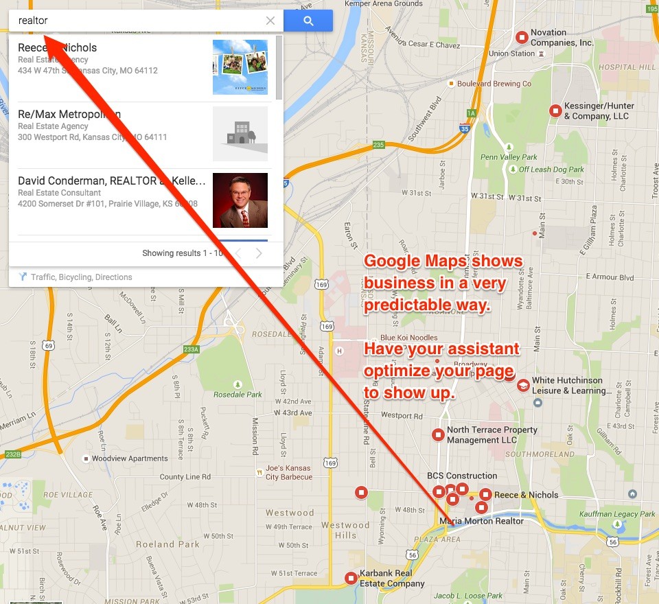 real estate virtual assistant google maps tasks