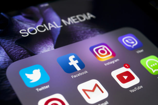 Social Media icons on a phone