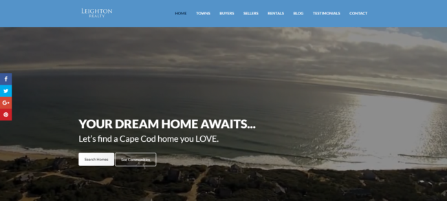 Real estate website homepage