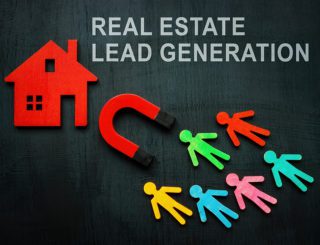 Figurines, House And Magnet. Real Estate Lead Generation Concept