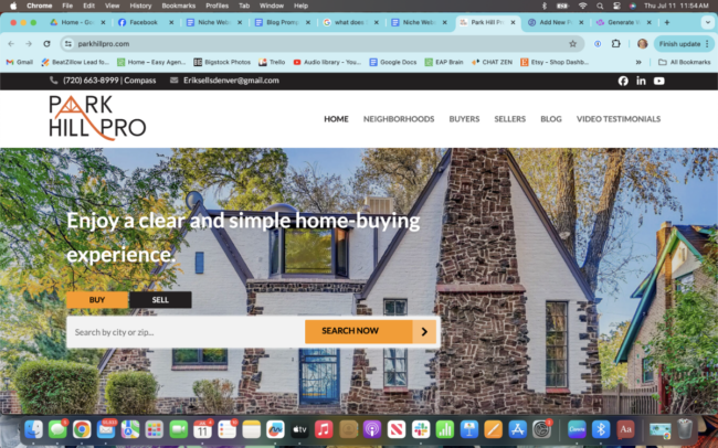 Screenshot of a real estate niche website in Denver. Park Hill Pro